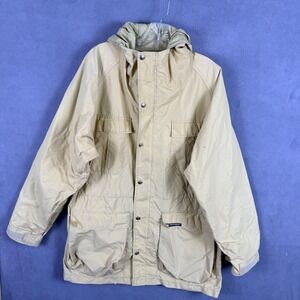 Vintage Gore Tex Jacket Mens L Tan Sierra Design Hooded Shell Hike Waterproof